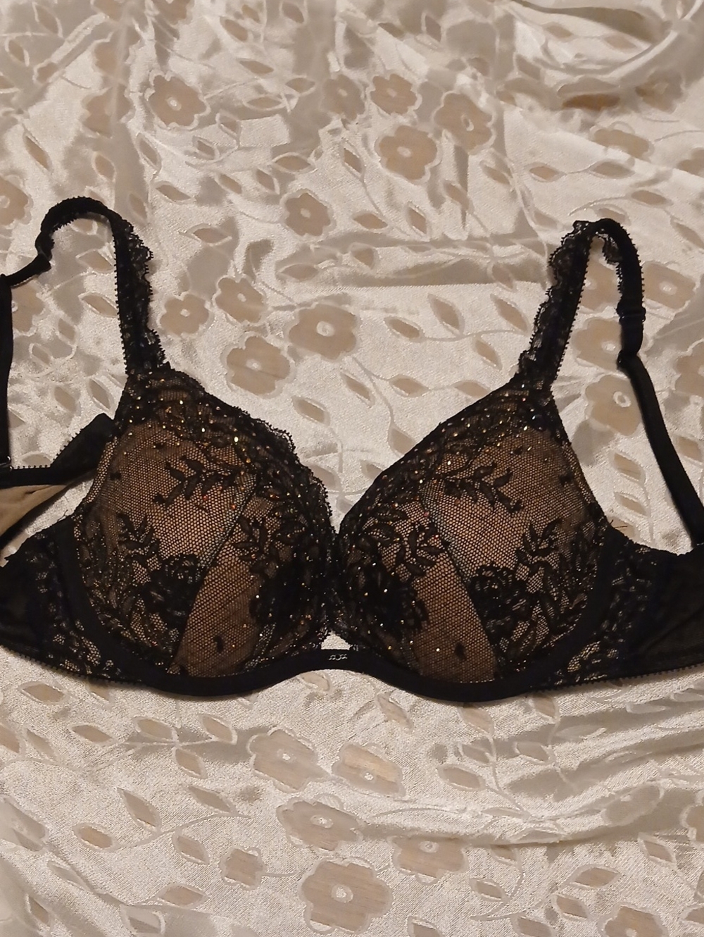 Victoria's Secret Black Lace Embellished Underwire Bra
